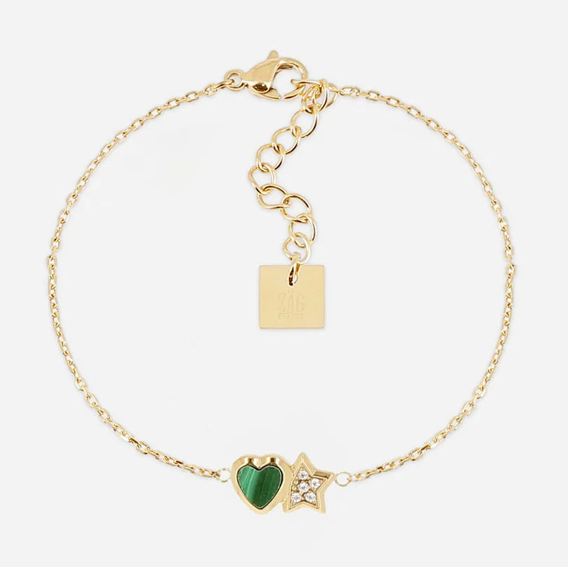 Heart Charm Bracelet Green