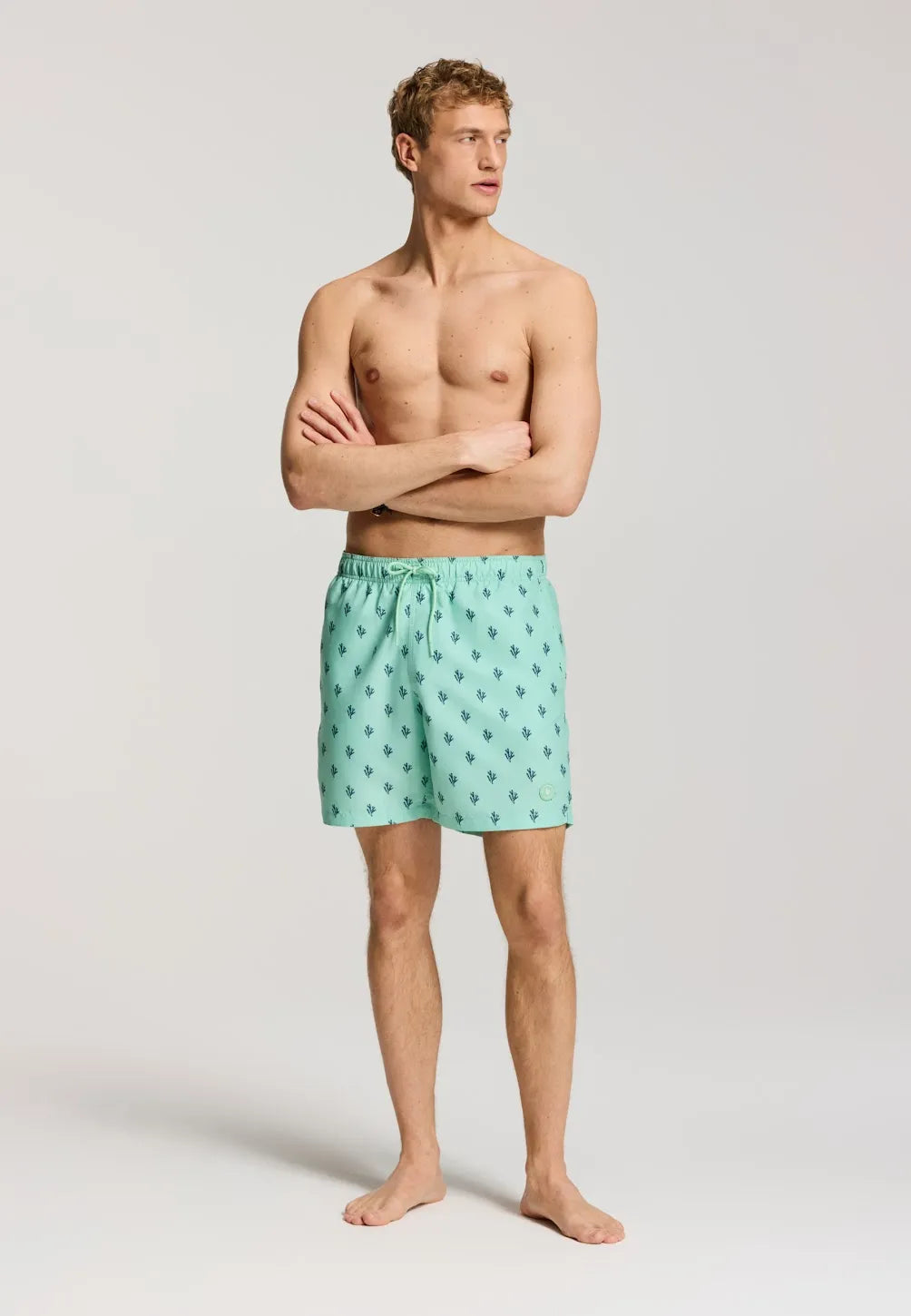 Men MIKE 7 inch swim shorts 7742 sketched coral green jade