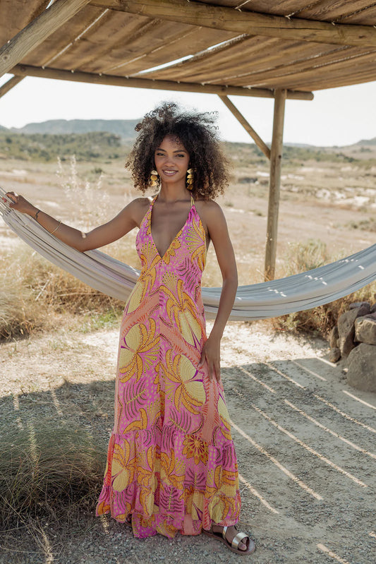 MARRAKECH L322 ORANGE LUCIA DRESS