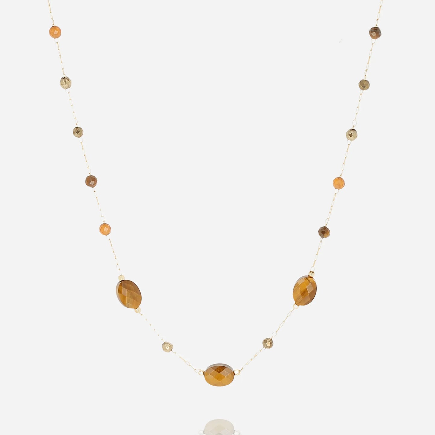 Beaded Chain Necklace Brown