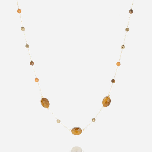 Beaded Chain Necklace Brown