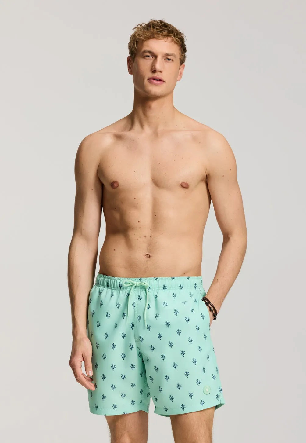 Men MIKE 7 inch swim shorts 7742 sketched coral green jade