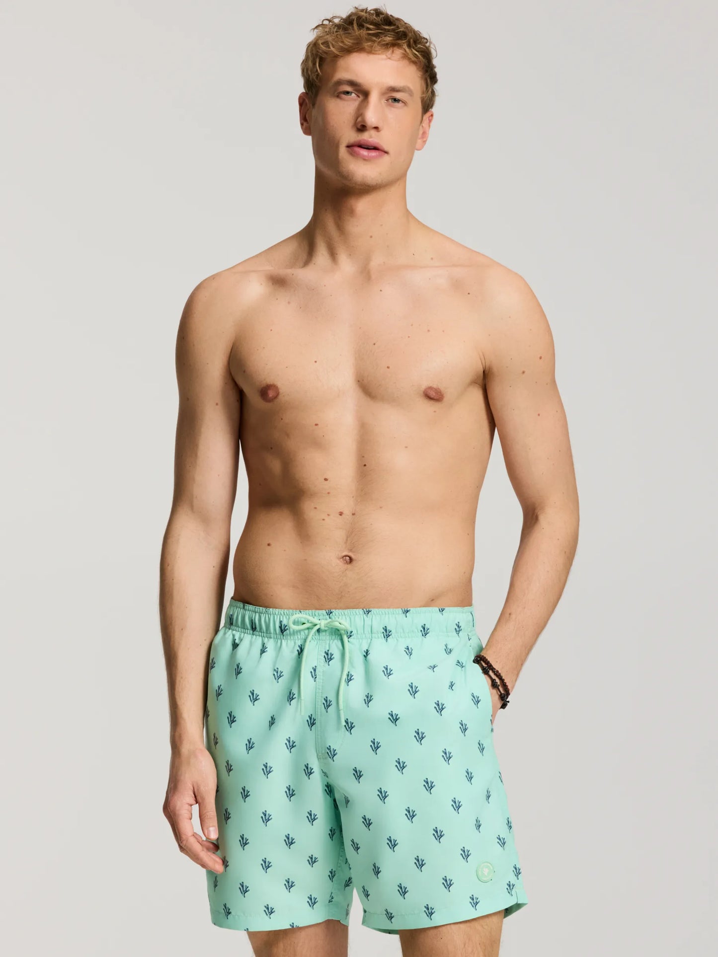 Men MIKE 7 inch swim shorts 7742 sketched coral green jade