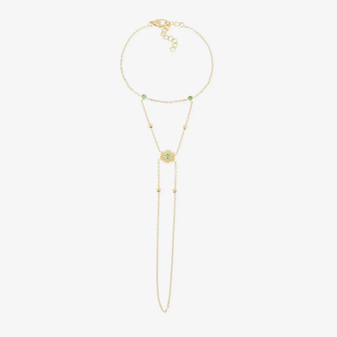 Hand Chain Bracelet with Zirconium Power Charm