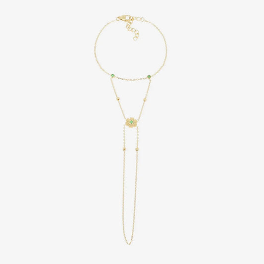 Hand Chain Bracelet with Zirconium Power Charm