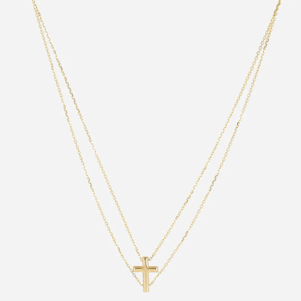 Double Chain Cross Pendant Necklace