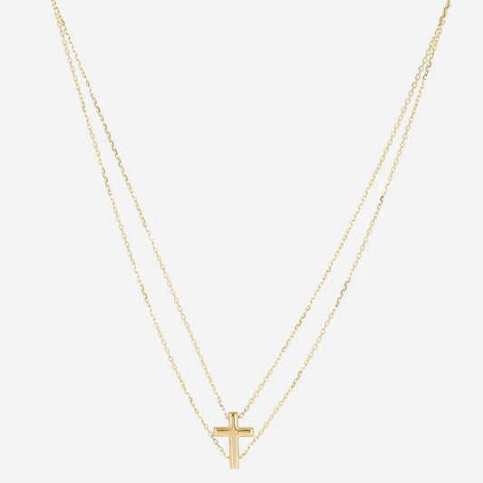 Double Chain Cross Pendant Necklace