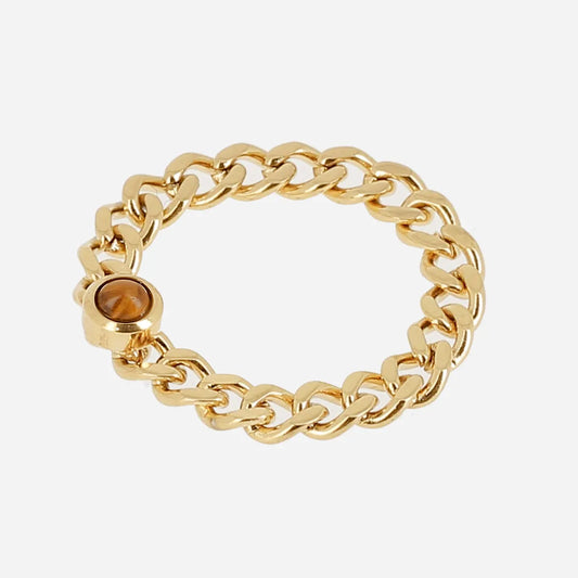 Gourmette Ring Brown tiger Eye 54