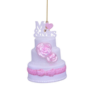 ORNAMENT GLASS WHITE WEDDING CAKE MR&MR H9.5CM