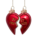 ORNAMENT GLASS SET OF BEST FRIENDS HEART H8.5CM