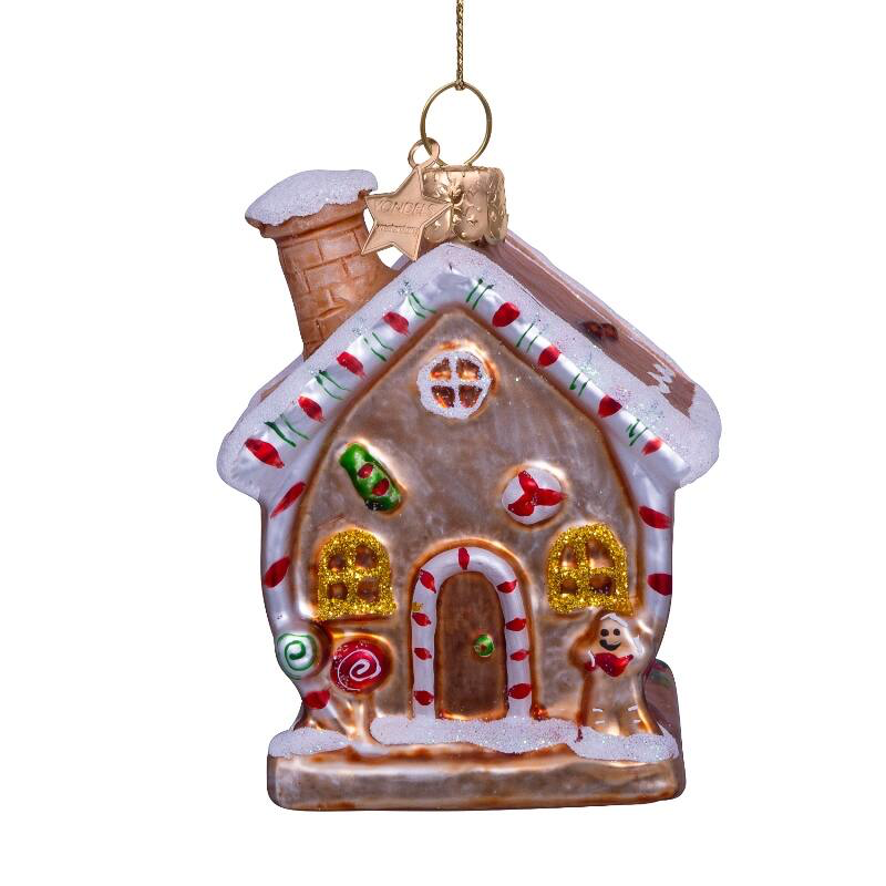 ORNAMENT GLASS GINGERBREAD HOUSE MULTI H9.5CM