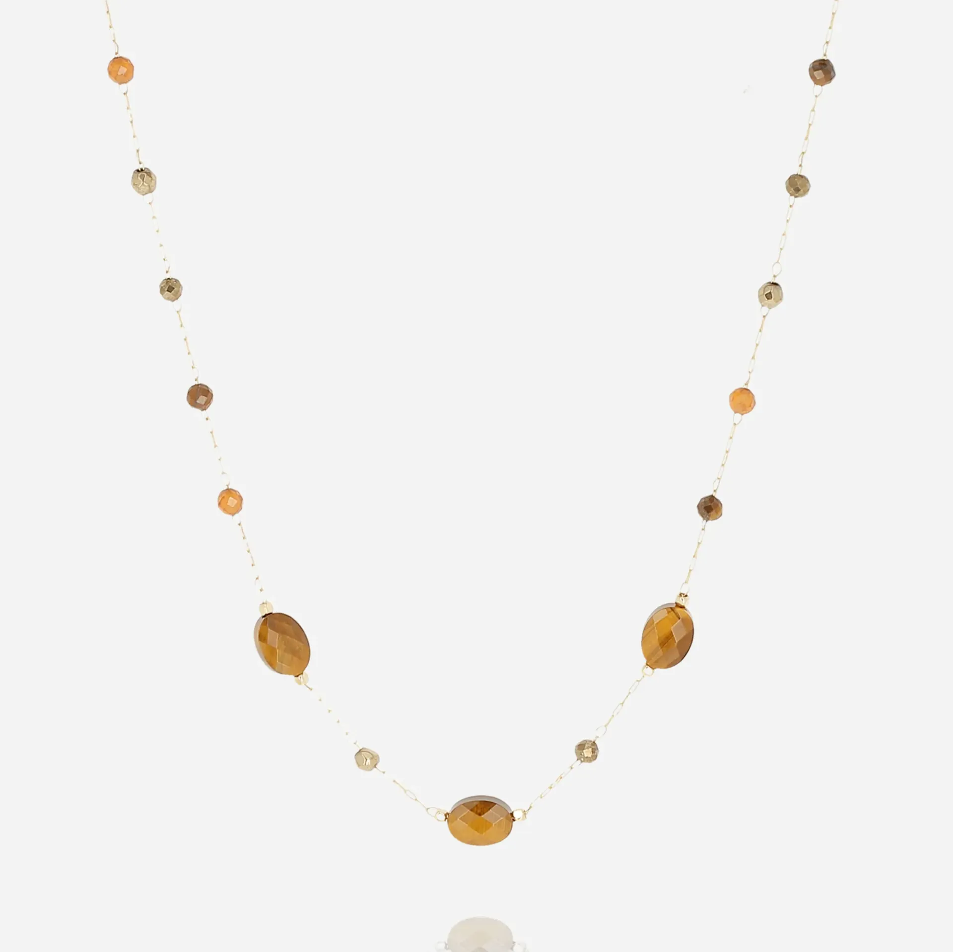 Beaded Chain Necklace Brown