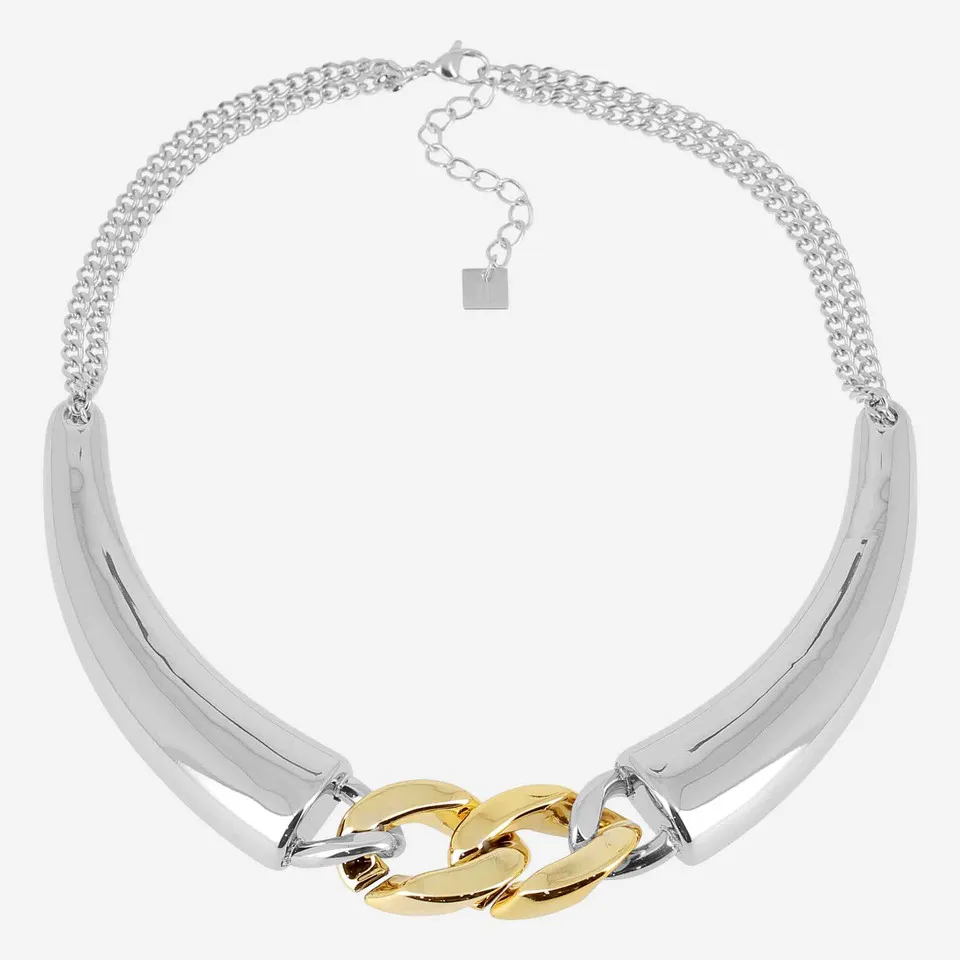 [SNJ26744-00MIX] Two-Tone Chain Link Choker Necklace