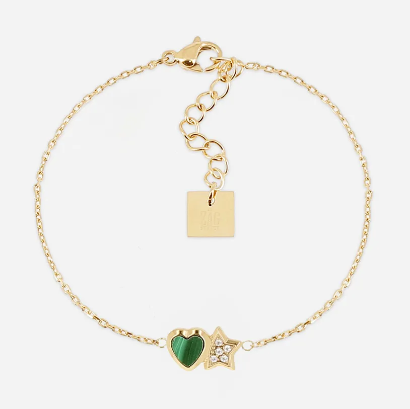 Heart Charm Bracelet  Green