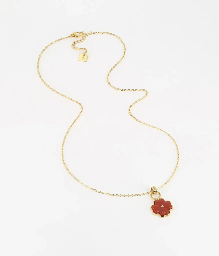 Floral Necklace  Red