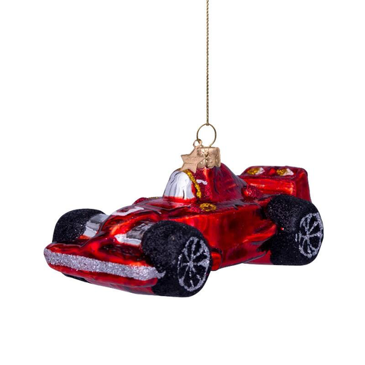 [ORNAMENT GLASS RED RACING CAR H10CM] ORNAMENT GLASS RED RACING CAR H10CM