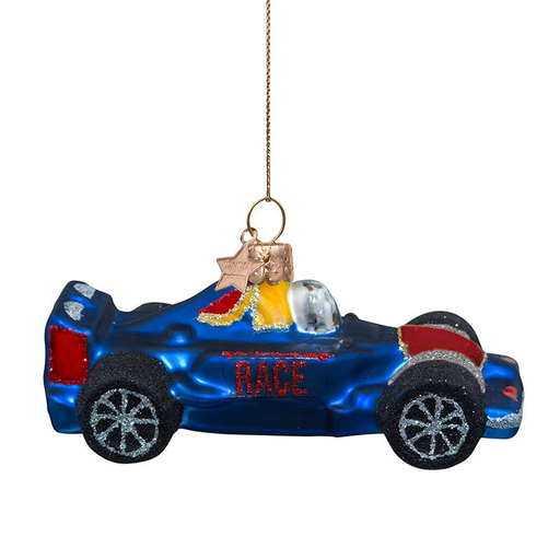[ORNAMENT GLASS BLUE RACING CAR H5CM] ORNAMENT GLASS BLUE RACING CAR H5CM